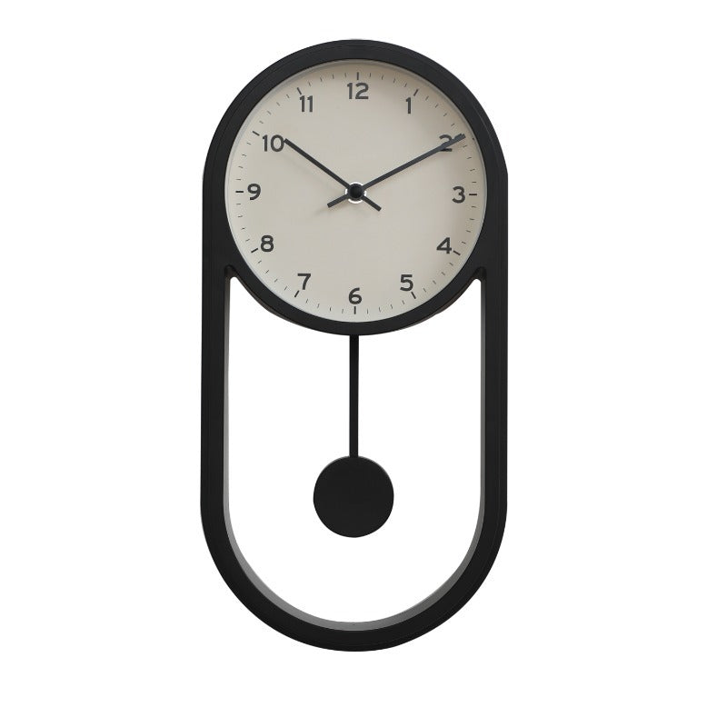 SUENTA Pendel-Wanduhr Geometrisch Ovalen Form Leisen Quarzwerk