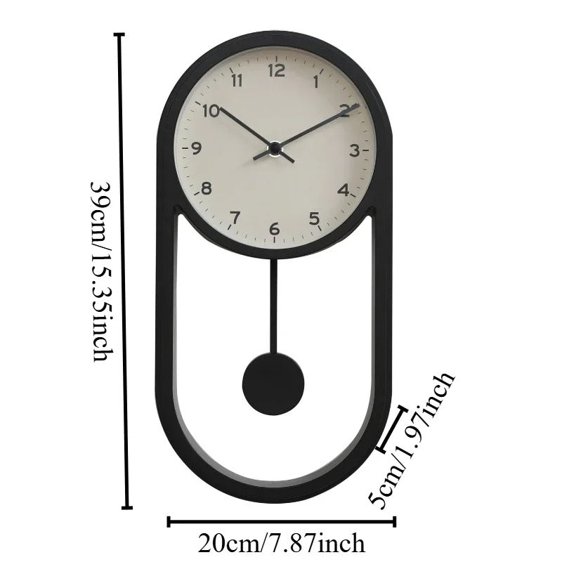 SUENTA Pendel-Wanduhr Geometrisch Ovalen Form Leisen Quarzwerk Schwarz - Nummer