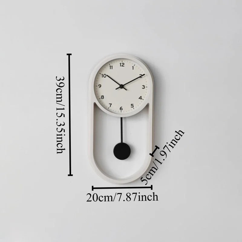 SUENTA Pendel-Wanduhr Geometrisch Ovalen Form Leisen Quarzwerk Weiß - Nummer