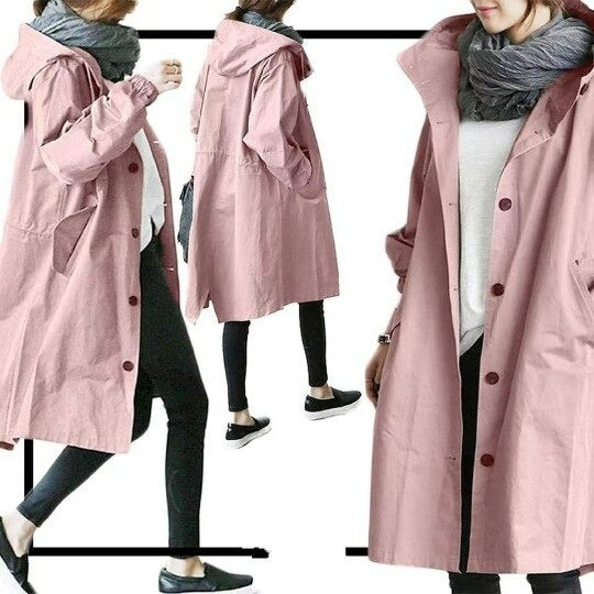 SUENTA Damen Wasserdichter Trenchcoat für Damen Stilvoll Funktional Rosa