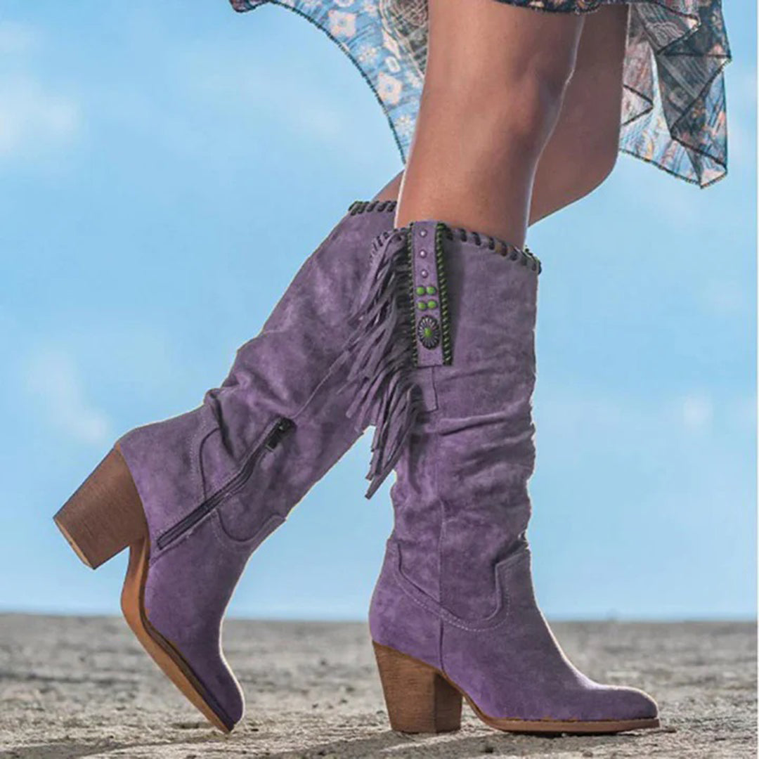 SUENTA Ushuaï Damen Western-Stiefeletten - Stilvoll und Bequem für den Alltag Lila