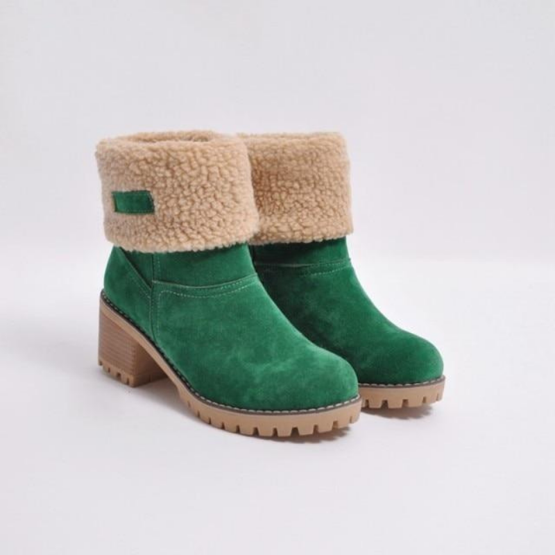 SUENTA Damenstiefel Warme Gefütterte Für Den Winter Bequem - Winterstiefel Grün