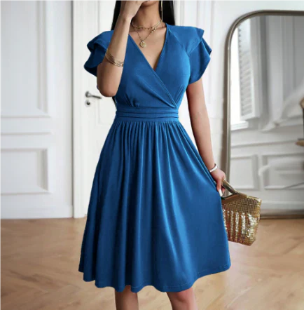 SUENTA Damen Elegantes Kleid - Fließend mit anmutiger Silhouette Cyan