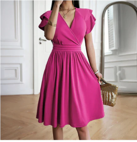 SUENTA Damen Elegantes Kleid - Fließend mit anmutiger Silhouette Rosa
