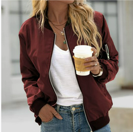 SUENTA Langärmlige Bomberjacke Für Damen Schlanke Gerippte Details - Winterjacke Damen Rot