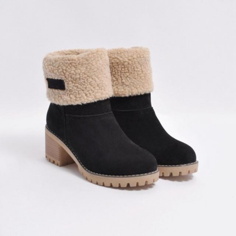 SUENTA Damenstiefel Warme Gefütterte Für Den Winter Bequem - Winterstiefel Schwarz