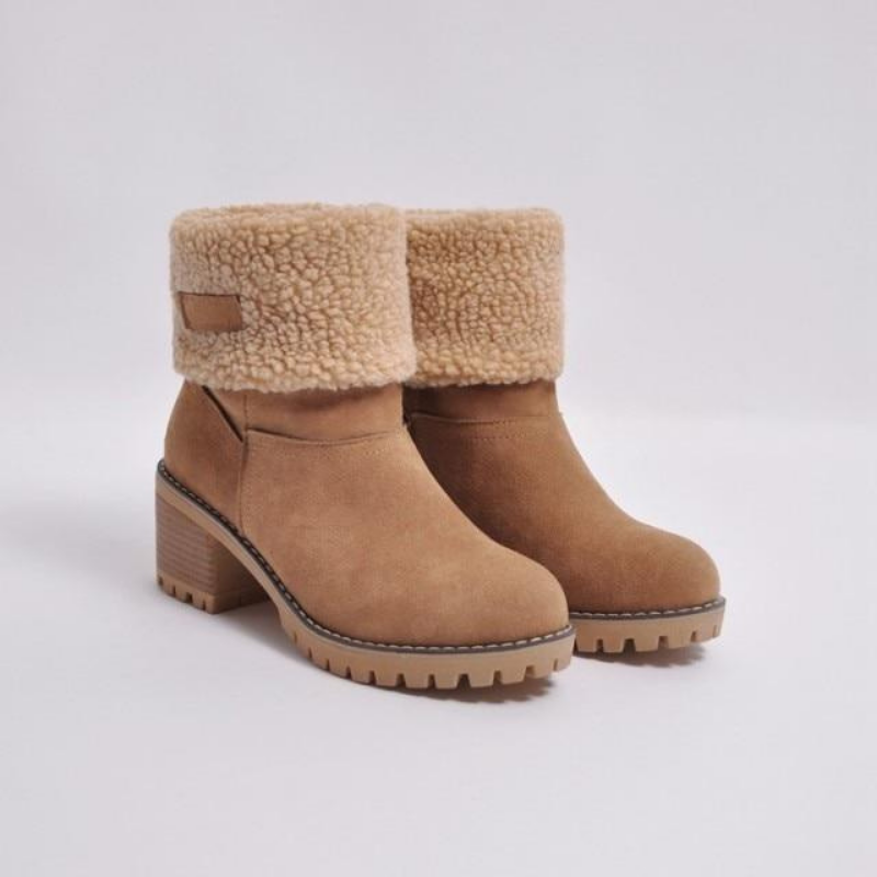 SUENTA Damenstiefel Warme Gefütterte Für Den Winter Bequem - Winterstiefel Braun