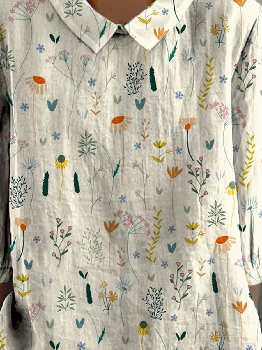 SUENTA Inspire | Kurzärmlige Damenbluse mit Kragen und Blumenmuster | Lässig