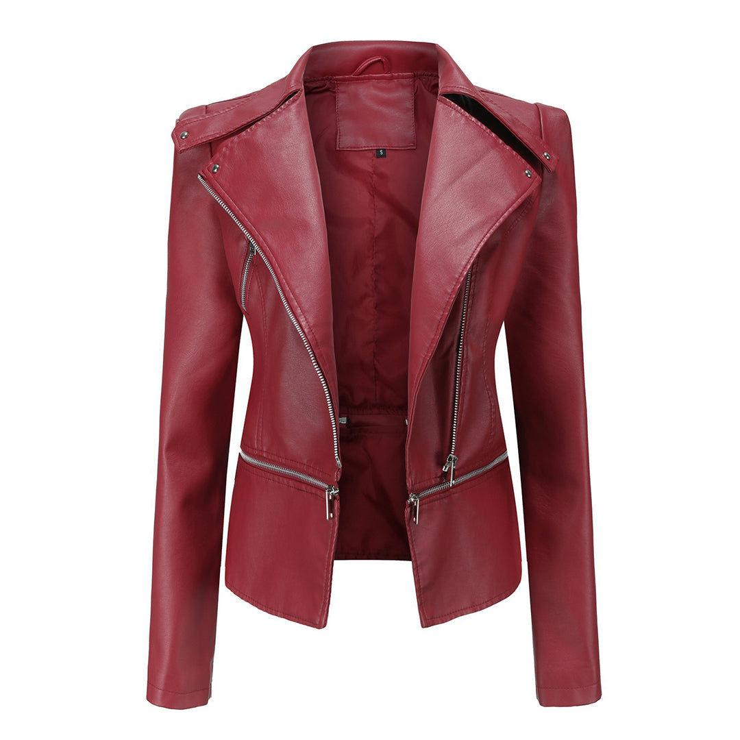 SUENTA Damen Bikerjacke – Schlanke Passform mit Klaren Linien im Lässigen Stil Rot