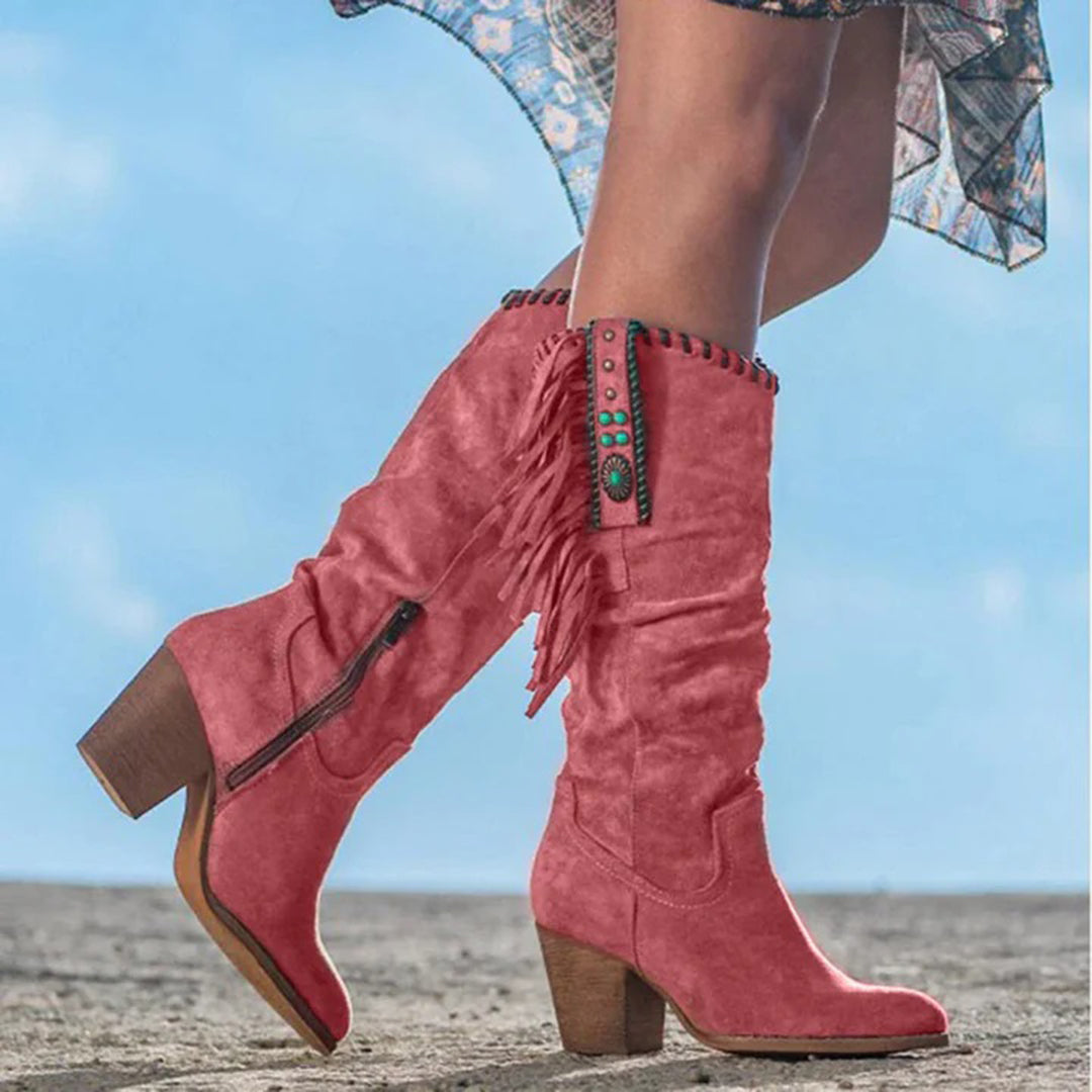 SUENTA Ushuaï Damen Western-Stiefeletten - Stilvoll und Bequem für den Alltag Rot