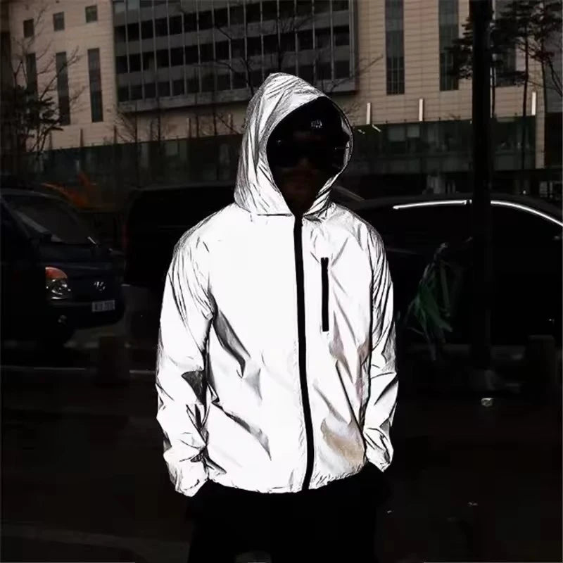 SUENTA Herren Reflektierende Jacke Mit Kapuze Nachtlauf Sichtbarkeit