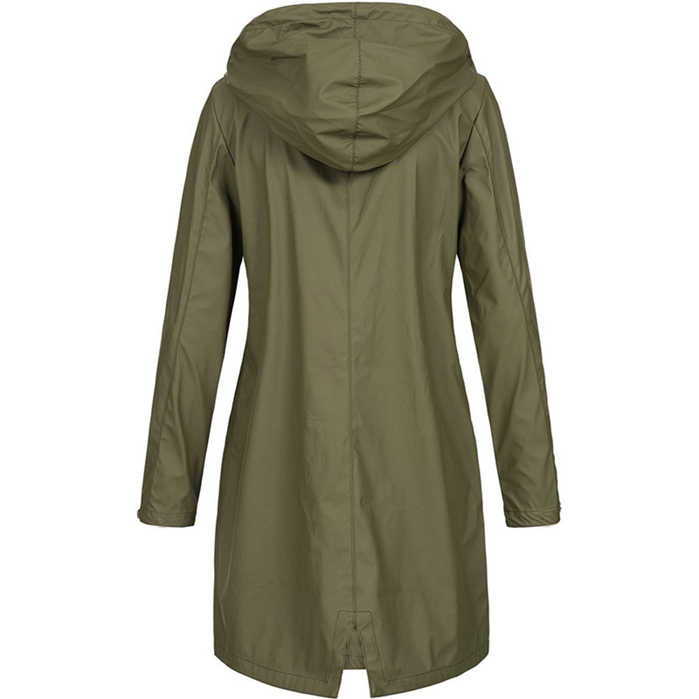 SUENTA Damen Regenjacke Mit Kapuze Und Taschen Wasserschutz Lang