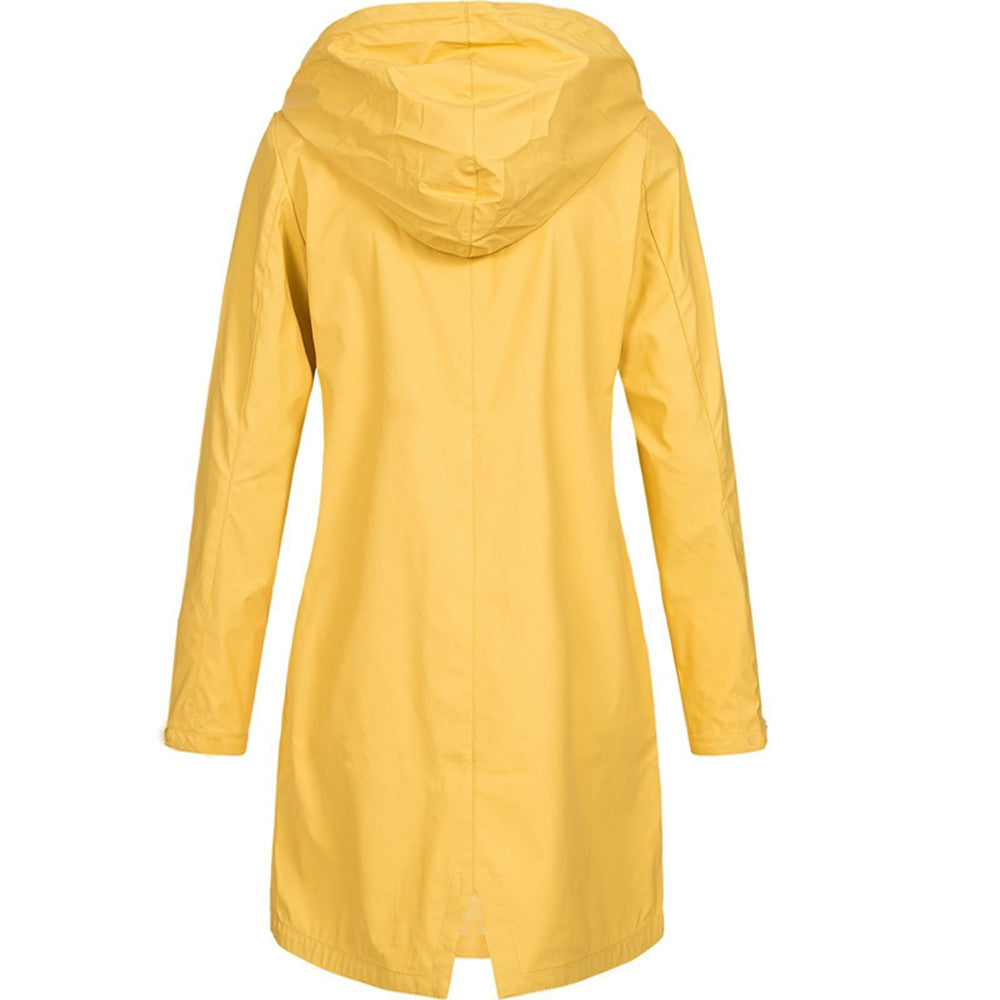 SUENTA Damen Regenjacke Mit Kapuze Und Taschen Wasserschutz Lang