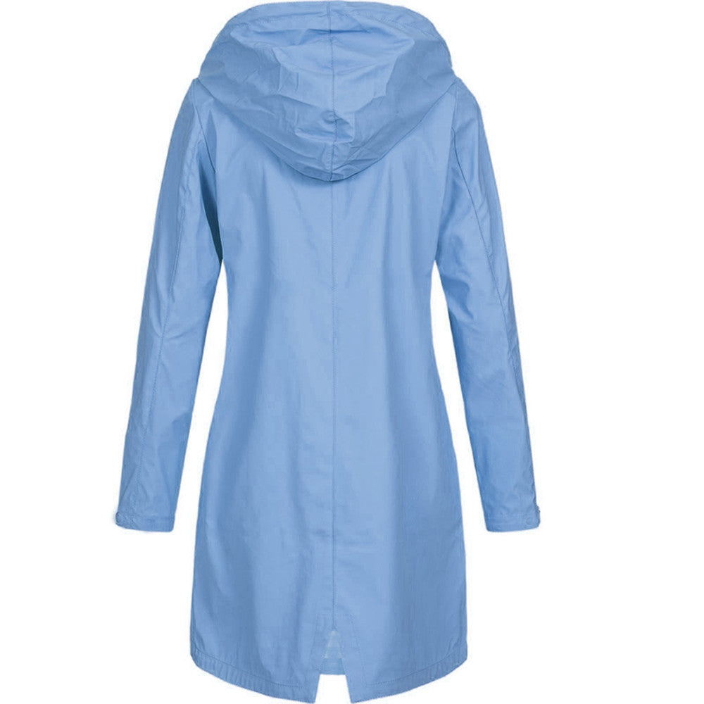 SUENTA Damen Regenjacke Mit Kapuze Und Taschen Wasserschutz Lang