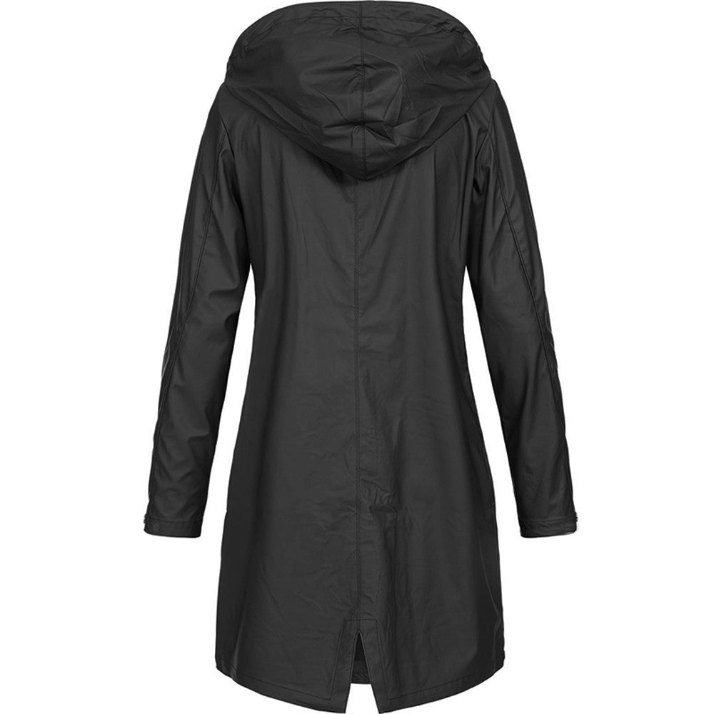 SUENTA Damen Regenjacke Mit Kapuze Und Taschen Wasserschutz Lang