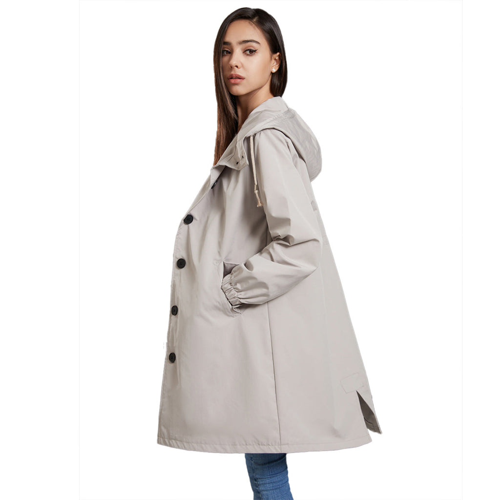 SUENTA Damen Leichte Regenjacke Klassisch Wasserabweisend Schutz Grau