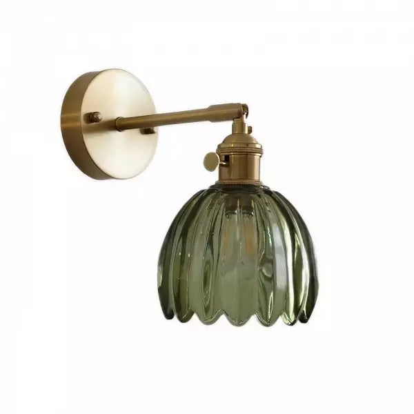 SUENTA Retro Blumenknospen-Tulpenglas-Wandlampe Grün
