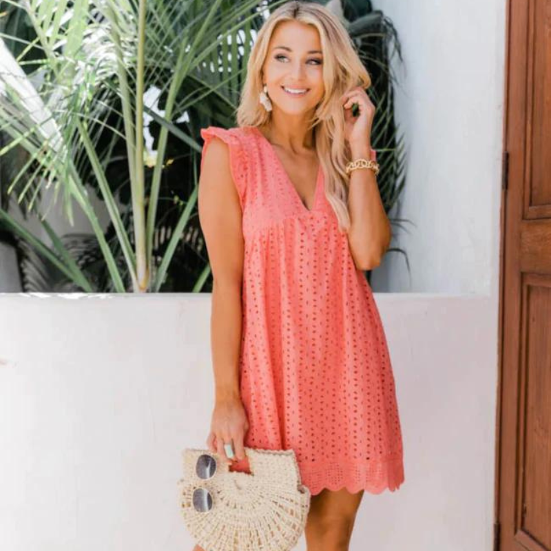 SUENTA Luma | Damen 2-in-1 Sommerkleid – Integrierte Taschen, Maximale Sommer-Bequemlichkeit & Funktionales Design Orange