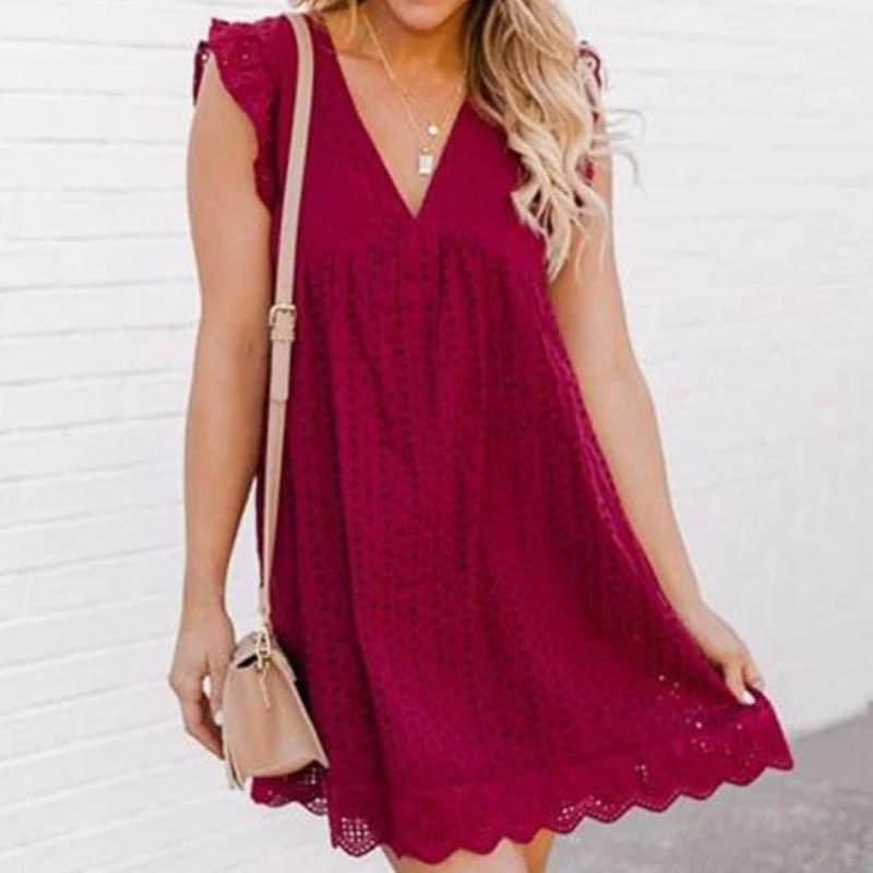 SUENTA Luma | Damen 2-in-1 Sommerkleid – Integrierte Taschen, Maximale Sommer-Bequemlichkeit & Funktionales Design Rot