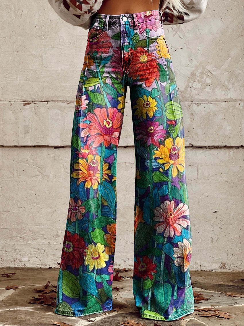 SUENTA Māya | Damen Baggy Jeans Entspannte Eleganz Komfort Sommer Gänseblümchen