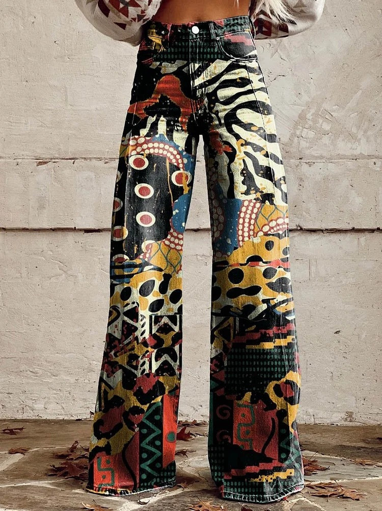 SUENTA Māya | Damen Baggy Jeans Entspannte Eleganz Komfort Sommer Abstrakt