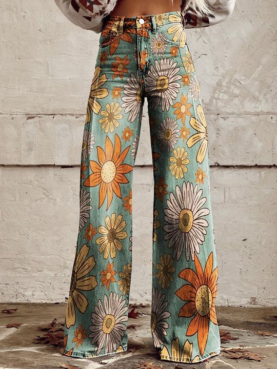 SUENTA Māya | Damen Baggy Jeans Entspannte Eleganz Komfort Sommer Blüte