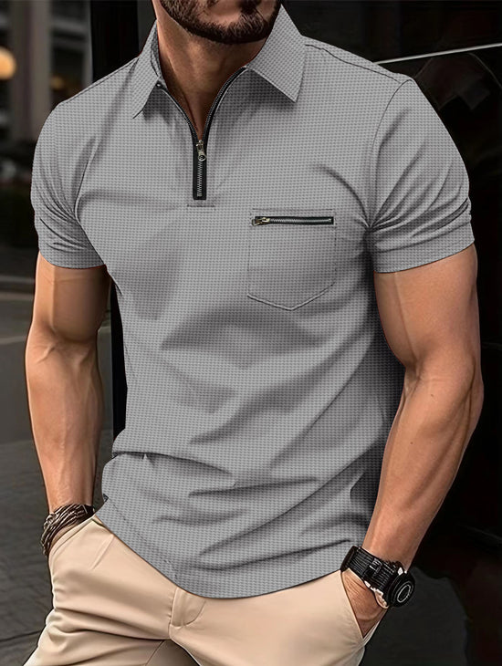 SUENTA Poloshirt Polodesign Waffelstruktur Bewegungsfreiheit Grau