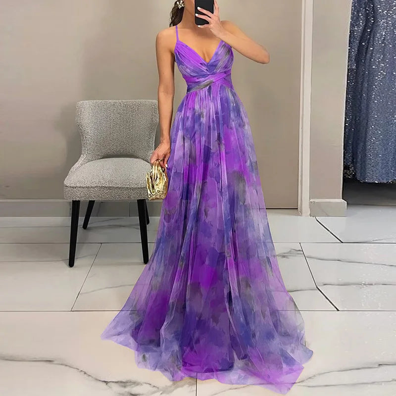 SUENTA Elira | Damen Kleid – Florale Eleganz und Sublimierte Silhouette Violett