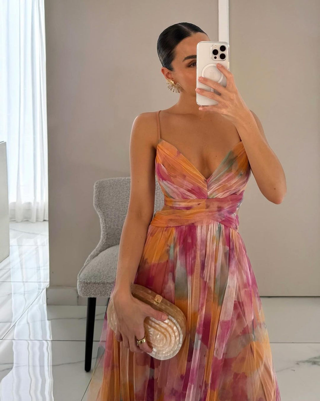SUENTA Elira | Damen Kleid – Florale Eleganz und Sublimierte Silhouette