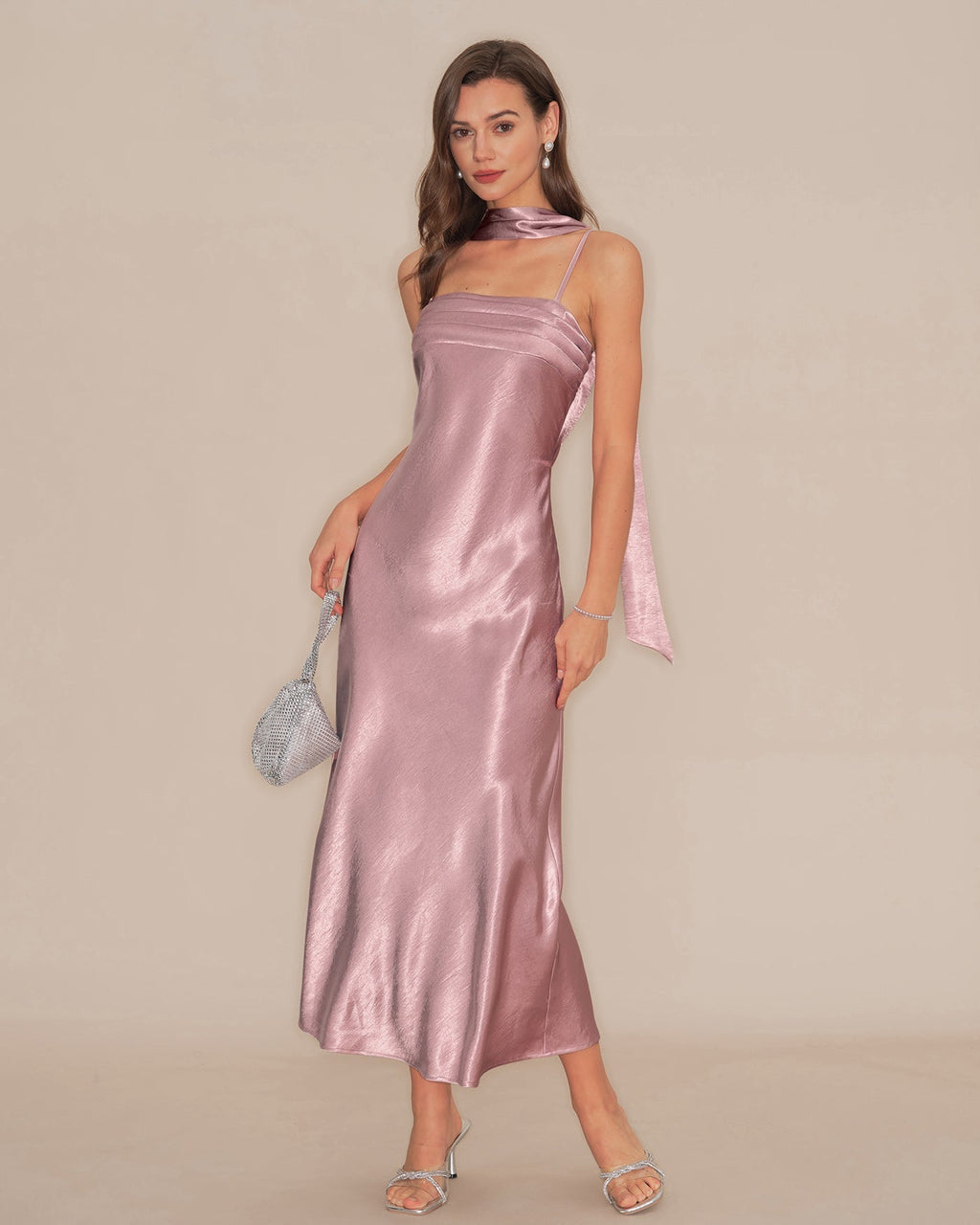 SUENTA Adōre | Langes Damenkleid – Luxuriöser Stoffmix, elegante Silhouette