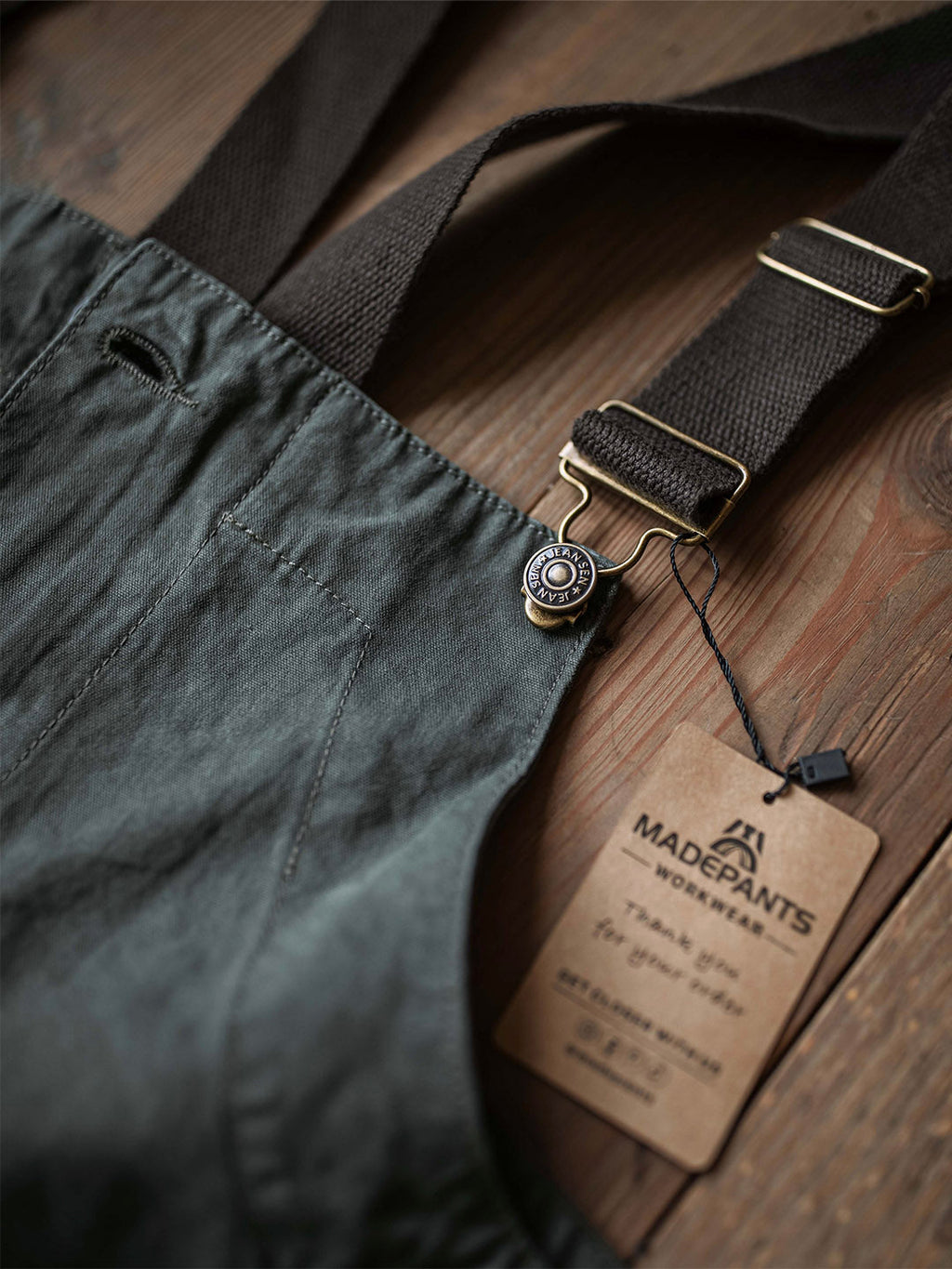 SUENTA Herren Gerundete Patch-Taschen Leichte Canvas Latzhose 8,5 Oz - Overall