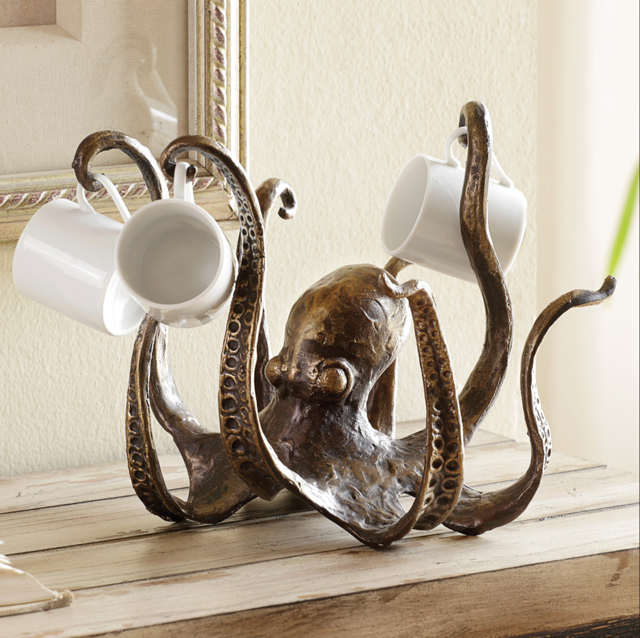 SUENTA Rustik Mugghalter Mit Tintenfisch Design Für Becher