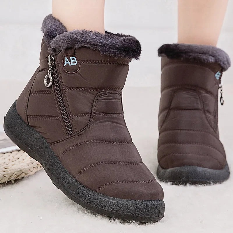 SUENTA Damen Winter-Schneestiefel Design Für Schnee Alltag - Winterstiefel Braun