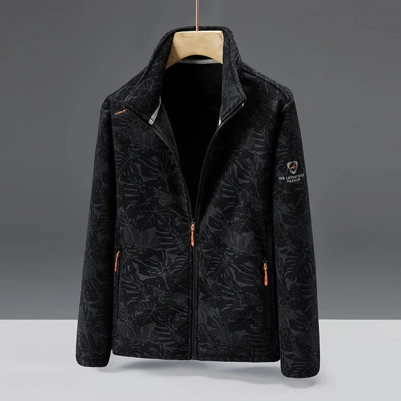 SUENTA Unisex Modische Fleece Jacke Warme Alltag Büro Freizeit Schwarz (Herren)