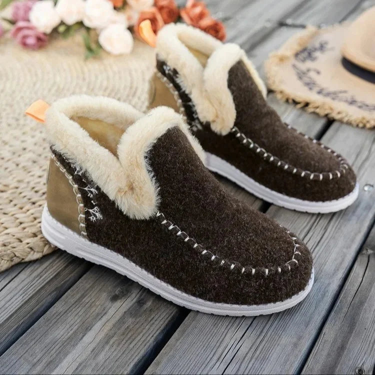 SUENTA Kuschelige Damenstiefel - Winterstiefel Dunkelbraun