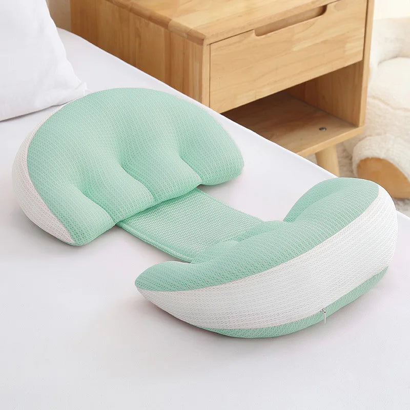 SUENTA U-Shaped Pregnancy Pillow for Side Sleeping - Ergonomic Full Body Maternity Cushion for Abdominal Support, Waist & Back Pain Relief Light Blue