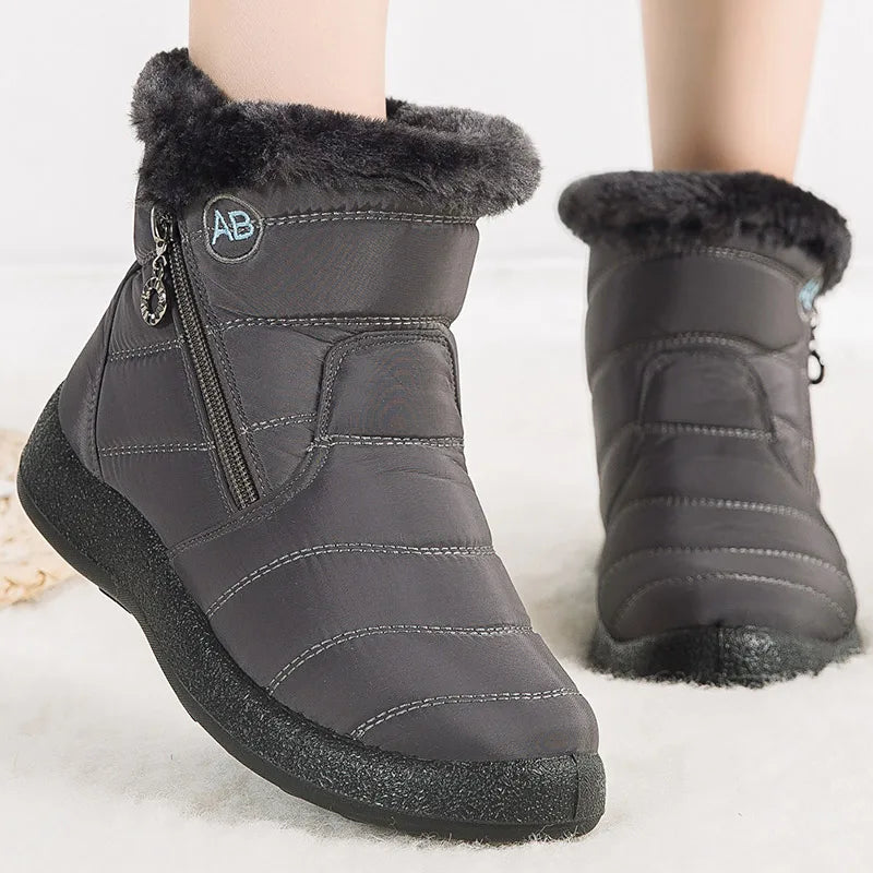 SUENTA Damen Winter-Schneestiefel Design Für Schnee Alltag - Winterstiefel Grau