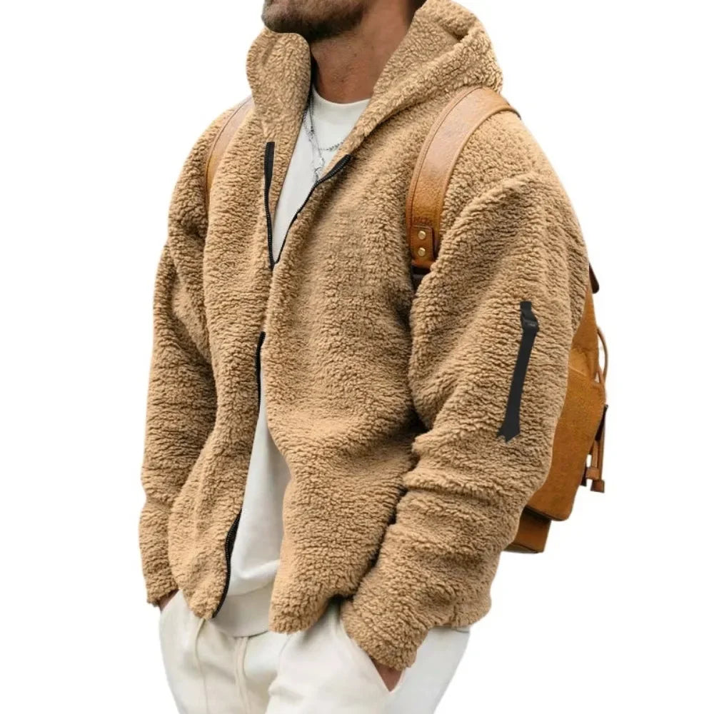 SUENTA Herren Kapuze Fleece Jacke Reißverschluss Taschen Winter