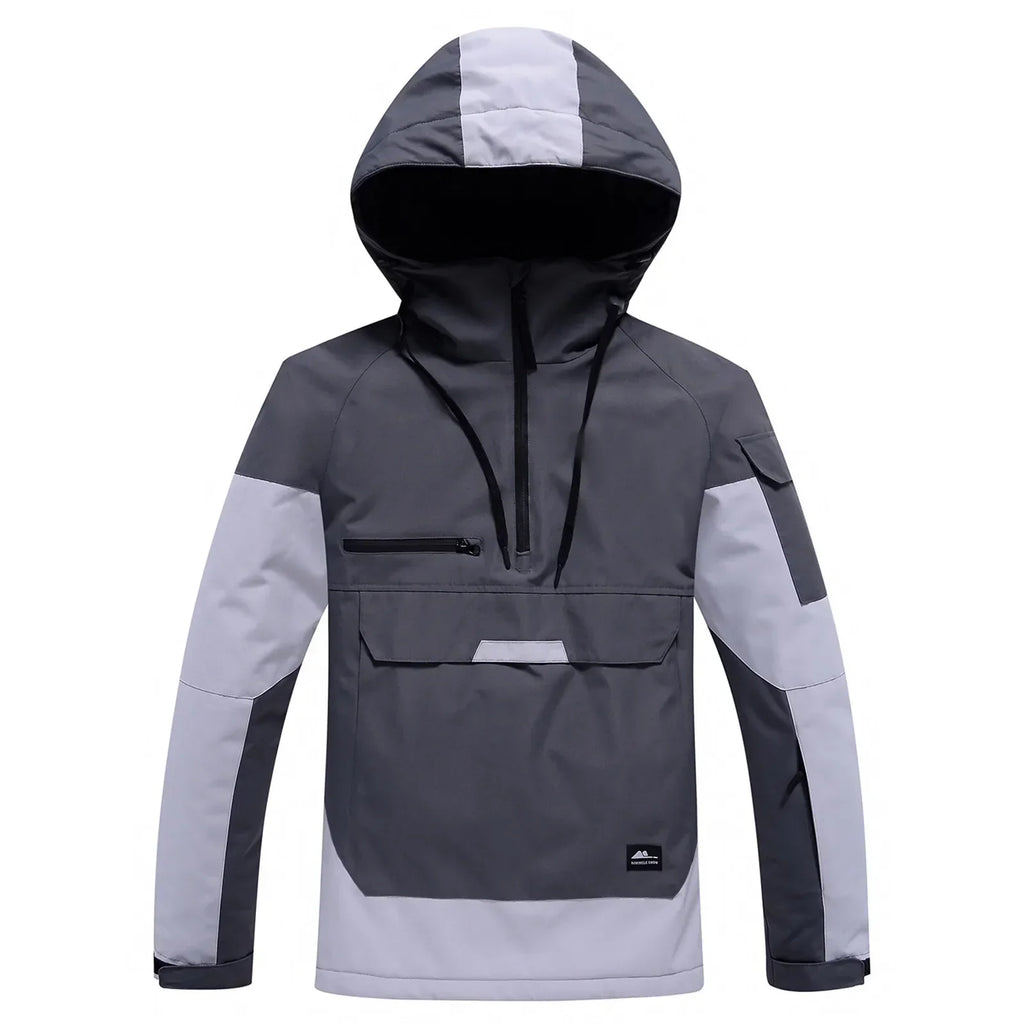 SUENTA Unisex Winter Skijacke Mit Kapuze Vielseitiger Schutz Kälte Grau
