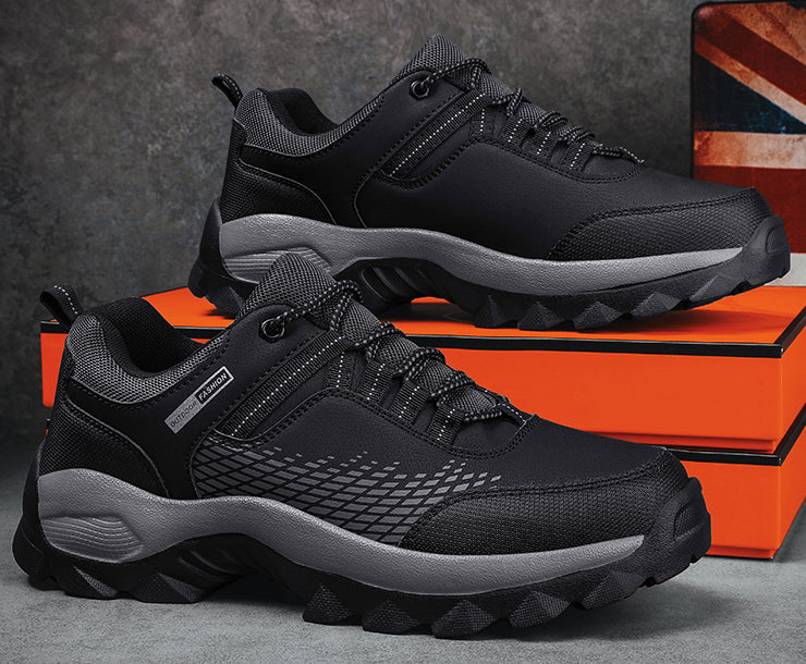 SUENTA Barfuß Wander Schuhe Herren Schnüren für Spaziergänge - Laufschuhe Schwarz