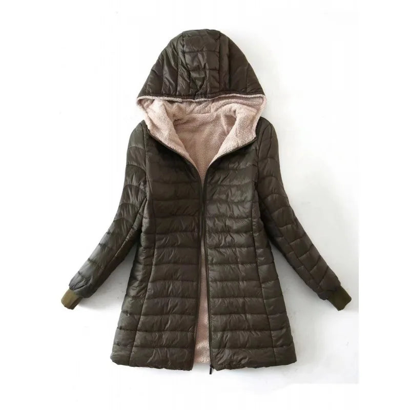 SUENTA Santana Damen Fleecejacke - Warm mit Kapuze für den Winter Armeegrün