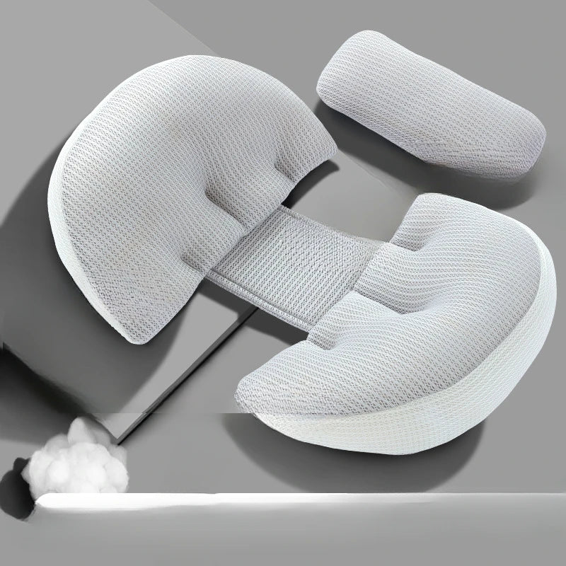 SUENTA U-Shaped Pregnancy Pillow for Side Sleeping - Ergonomic Full Body Maternity Cushion for Abdominal Support, Waist & Back Pain Relief Grey