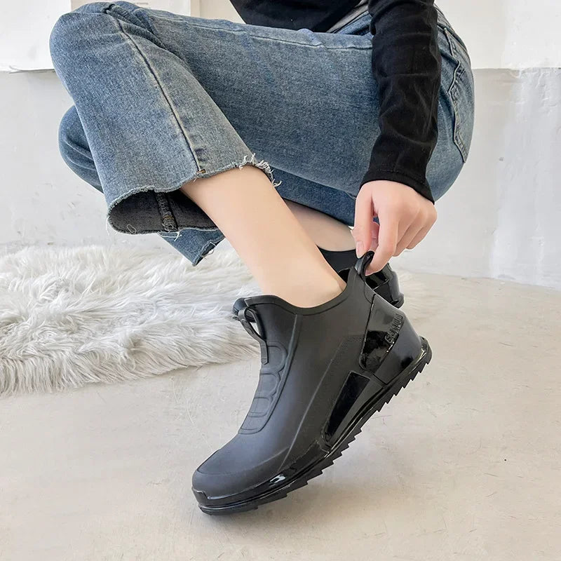 SUENTA Damen Wasserdichte Gummistiefel Reinschlüpfen Trocknen - Winterstiefel