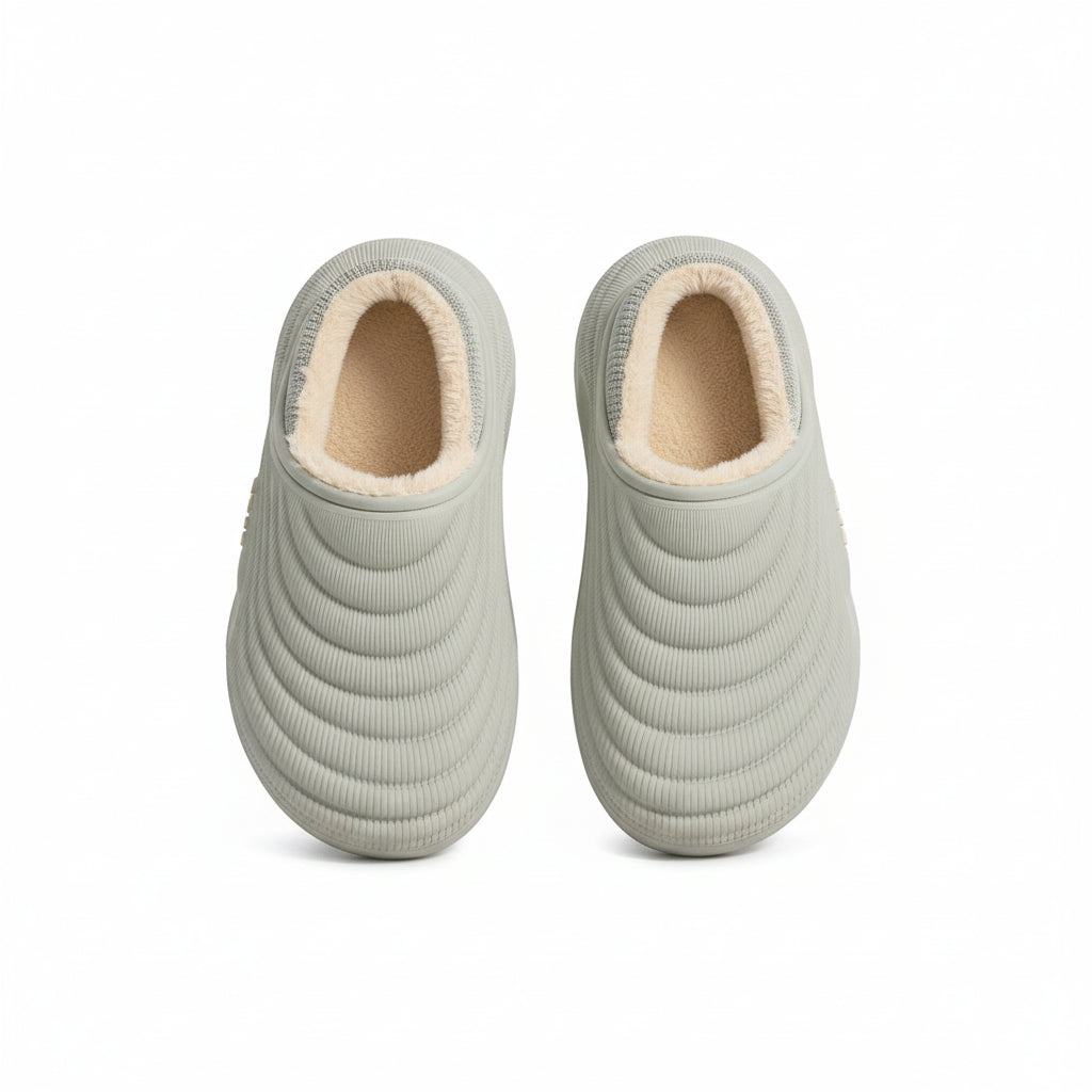 SUENTA Waterproof Cotton Slippers for Couples - Warm Winter House Shoes with Thick Fleece Lining & Non-Slip Waterproof Sole for Men & Women