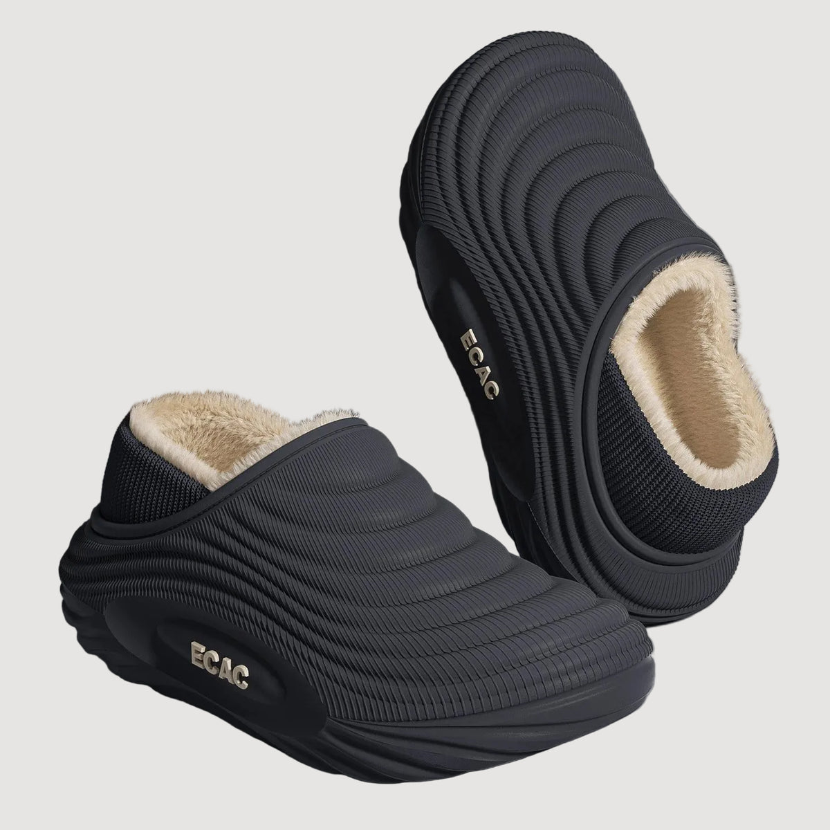 SUENTA Waterproof Cotton Slippers for Couples - Warm Winter House Shoes with Thick Fleece Lining & Non-Slip Waterproof Sole for Men & Women GRAY