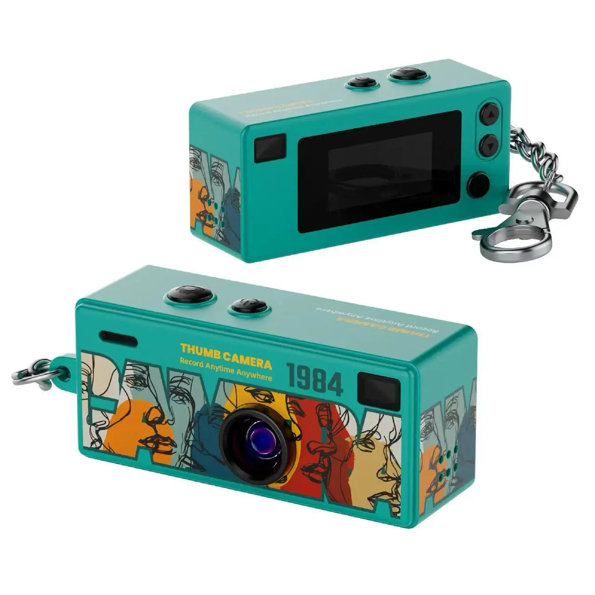 SUENTA Ourlife | Mini Keychain Digital Camera with 0.96 Inch Screen - Retro 1080P Small Camcorder & Pocket Video Recorder with Flash, SD Card Support Green