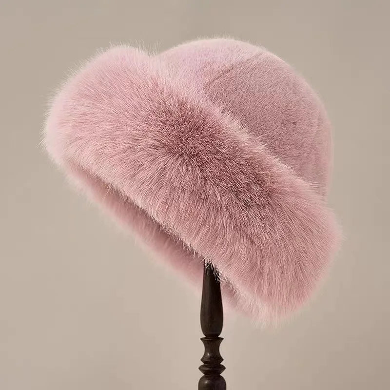 SUENTA Elegante Kunstfell Wintermütze Stilvollen Modisch Kunstfell Rosa