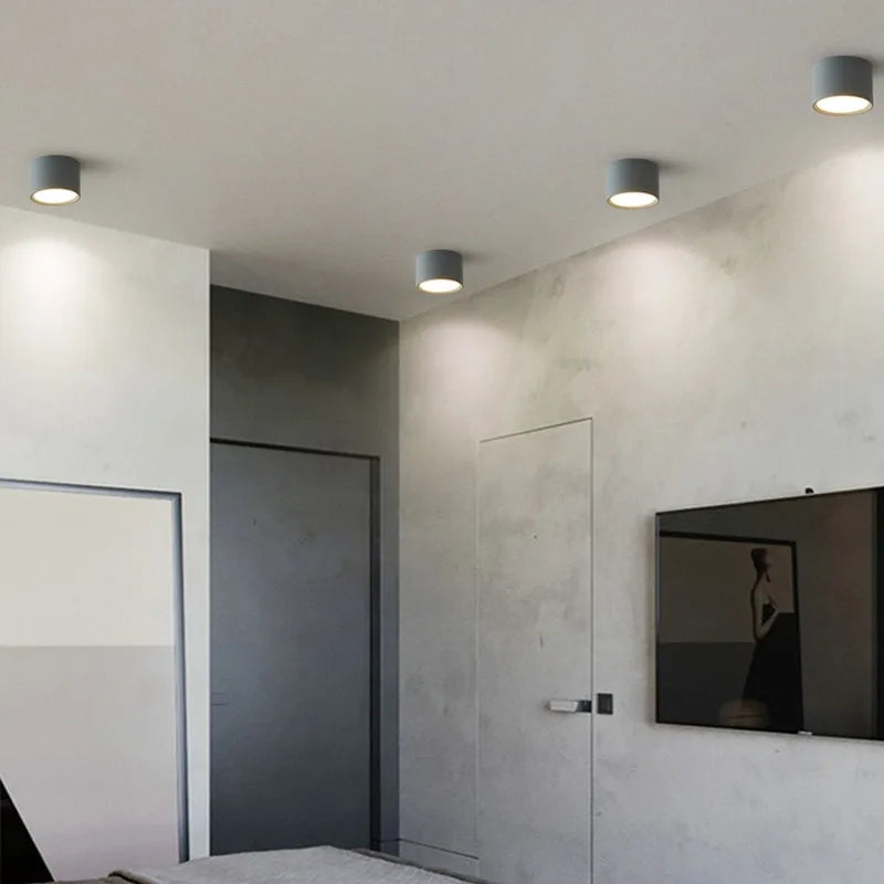 SUENTA Nordic Runde Aufbau-LED-Deckenleuchte Metall Spot Flur
