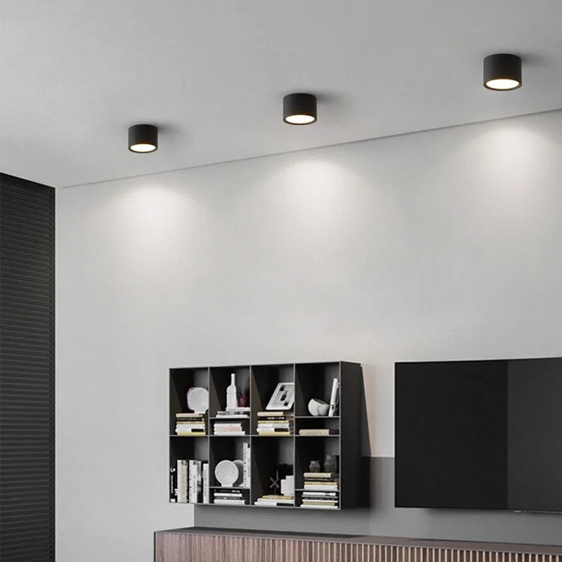SUENTA Nordic Runde Aufbau-LED-Deckenleuchte Metall Spot Flur
