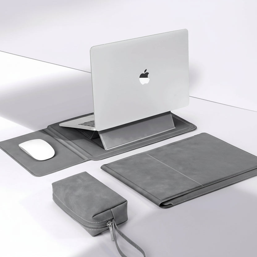SUENTA Laptop Sleeve Case with Ergonomic Foldable Stand for MacBook Air Pro 13 13.6 M4, HP, Dell, Huawei - Waterproof Slim Notebook Cover 13 14 15 15.6 16 Inch